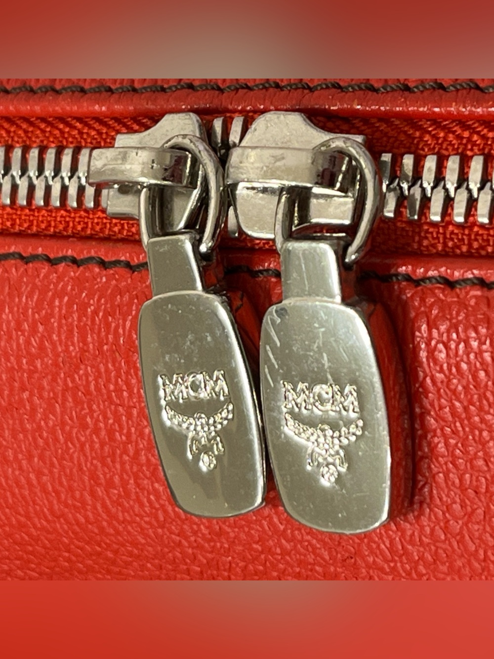 MCM Authentic Red Leather Boston Bag - Picture 9 of 12